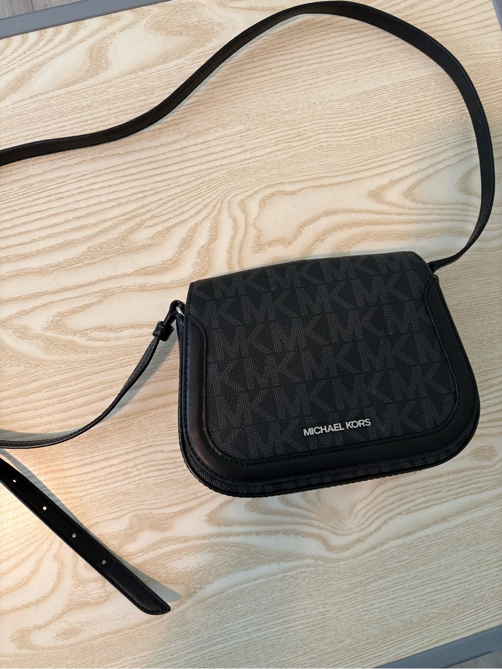 Michael Kors Black Logo Saddle Crossbody Bag